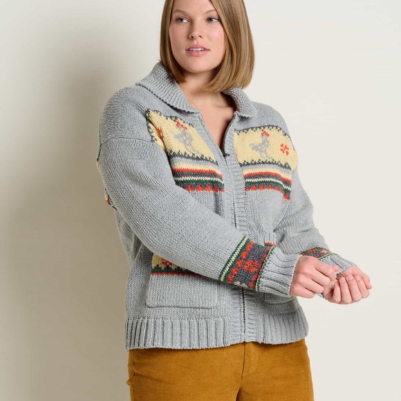 NWT Toad & Co Colorful Nitsa Zip CHICKENS Cardigan π 100% Recycled Materials - Picture 6 of 7